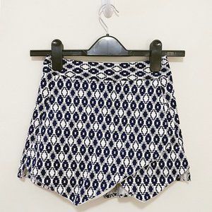 Aqua Faux Wrap Skort - Navy Print - Size XS